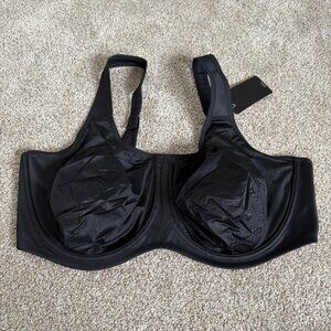 SYROKAN Women's Sports Bra Black Underwire Plus Size 46F NEW
